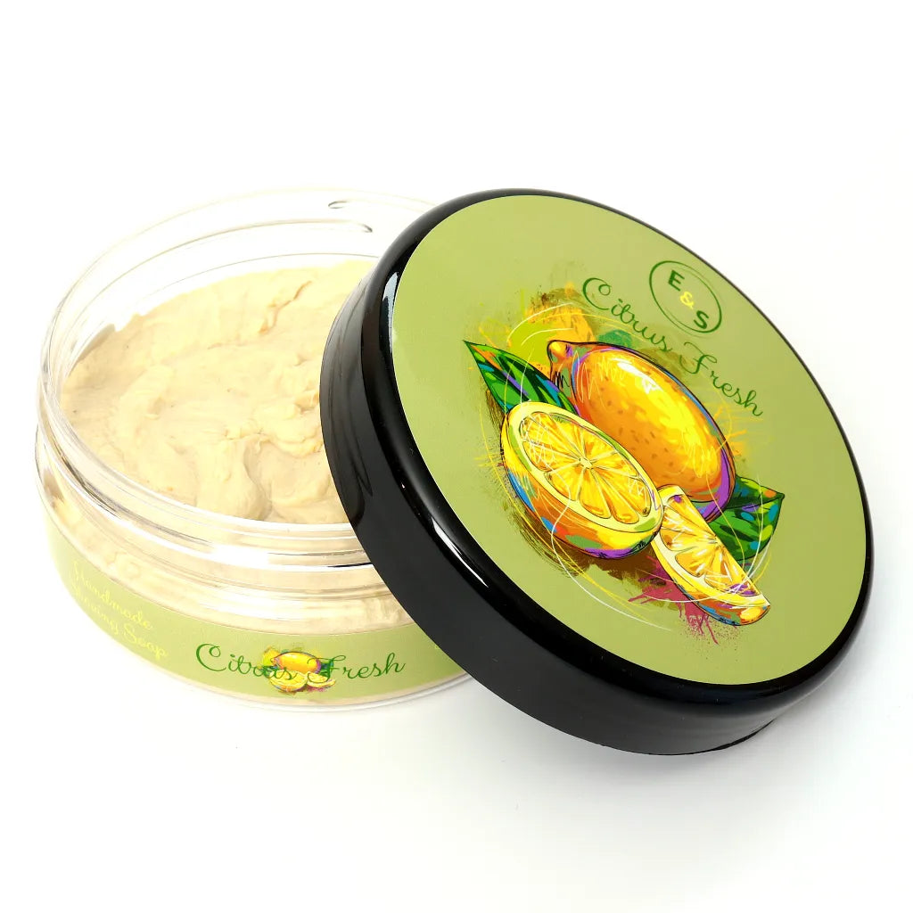 Savon à raser à base de suif CITRUS FRESH ouvert, pour le rasage traditionnel
