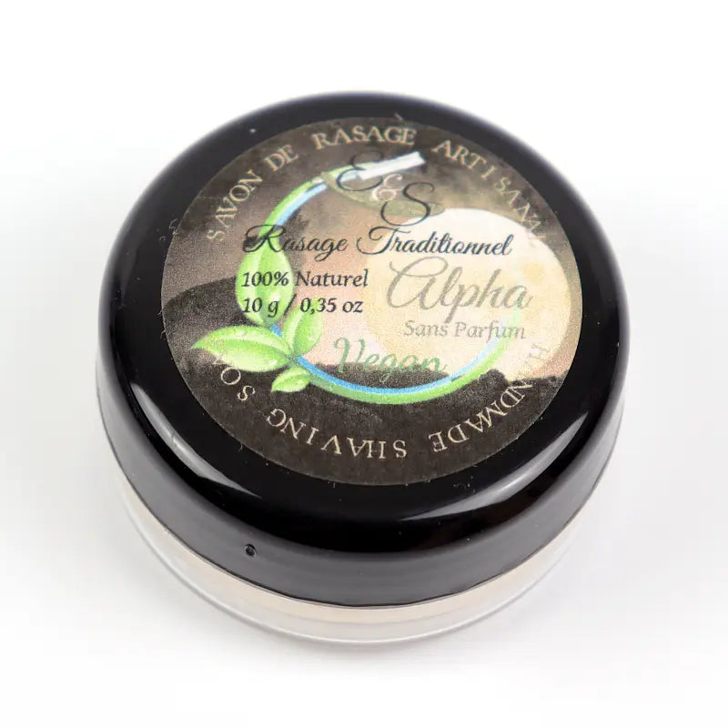 Echantillon de 10g de savon de rasage vegan ALPHA sans parfum (sans allergène)