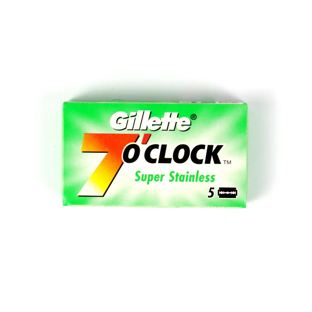 SHAVING BLADES GILLETTE 7 O'CLOCK SUPER STAINLESS VERTES - BOX OF 5 BLADES