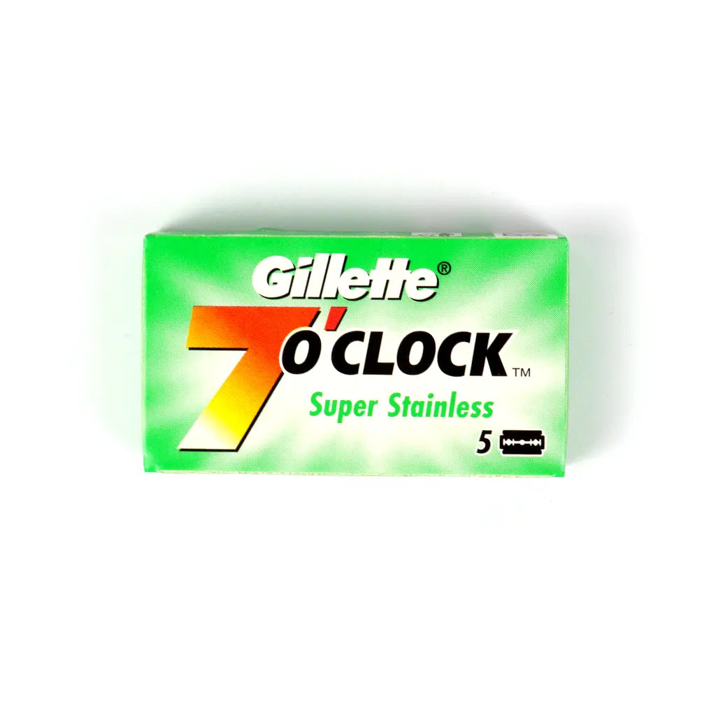 SHAVING BLADES GILLETTE 7 O CLOCK SUPER STAINLESS VERTES BOX OF 5 BLADES